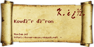 Kovár Áron névjegykártya